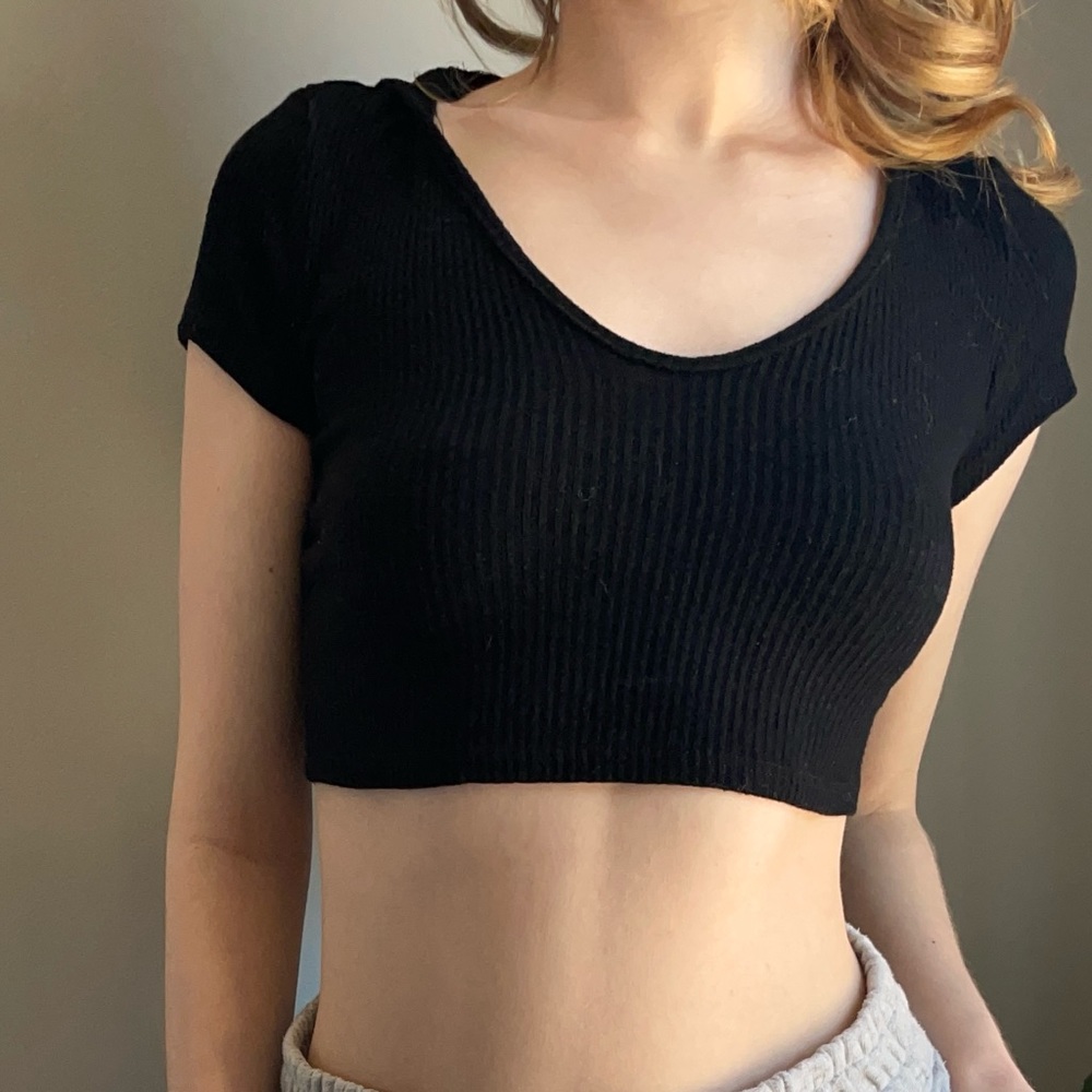 Fashion Nova Black Hoodie Crop Top
